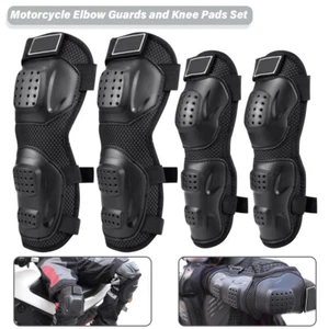 Motorcycle Knee Pads Adjustable 4 PCS Knee Elbow Armor Long Leg Sleeve Gear - Picture 1 of 10