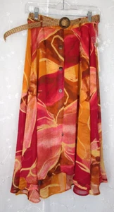 Truly 4 You Women's Fall Tan Purple Hi Low Sheer Lined Skirt NWT petite Large PL - Picture 1 of 10
