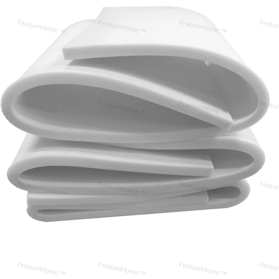 High Density Upholstery Foam Cut to Size – White Cushion Pad Sample 6"x3"x0.5" - Image 1 of 4