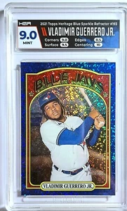 🔥2021 Topps Heritage VLADIMIR GUERRERO JR #193 Blue Sparkle HGA 9.0 MINT🔥 - Picture 1 of 2
