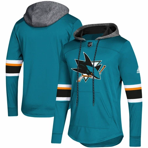 [DN2581] Mens Adidas NHL San Jose Sharks Platinum Jersey Hoodie Cover
