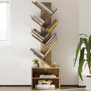 6-Tier Tall Narrow Bookcase Bookshelf for Living Room, Corner Display Rack Shelf - Picture 1 of 7