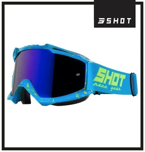 NEW SHOT IRIS SCRATCH MOTOCROSS MX OFF ROAD GOGGLE BLUE NEON YELLOW IRIDIUM LENS - Picture 1 of 2