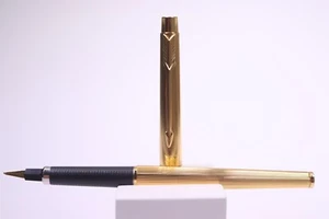 Parker 180 Millereaies Gold-Plated Fountain Pen Steel Spring Nib M - Very Well - Picture 1 of 12