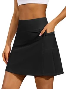 Golf Skorts for Women with Pockets Knee Length Black Athletic Tennis Skirts S... - Picture 1 of 9