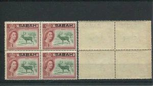 1960 NORTH BORNEO SABAH Colonial 1c Payau Deer Block of 4, MNH. - Picture 1 of 1