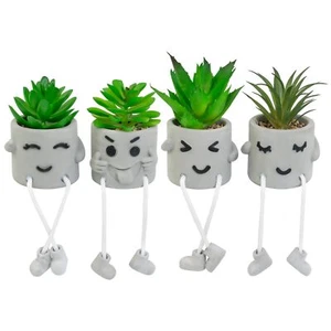 Set of 4 Small Artificial Succulents Potted Plants Faux Succulents Desk Decor... - Picture 1 of 7