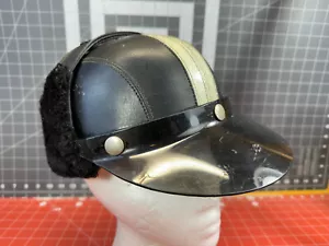 VTG VINTAGE MOTORCYCLE 50S 60S HELMET VESPA Visor Ear Flaps sz SMALL - Picture 1 of 17