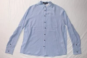 NWT Salvatore Ferragamo Silk Button Up Blouse Dress Shirt Celeste Blue Size 42 - Picture 1 of 13