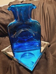Blenko Double Spout Cobalt Blue Pitcher NEW - Picture 1 of 11
