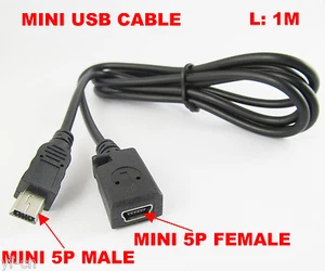 Cable de extensión de datos y carga 50 un. 1M/3.3FT Mini USB 5 pines macho a hembra Jack - Imagen 1 de 7