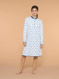 Ragno Camicia da notte donna manica lunga girocollo serafino bottoni 100% cotone - Imagen 1 de 4