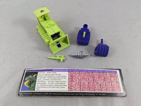 1985 Bonecrusher w/ Tech Spec Complete G1 Transformers Constructicon Figure Cover