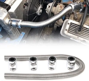 Universal 36" Stainless Steel Radiator Flexible Coolant Water Hose W/ Caps Kit - Picture 1 of 8