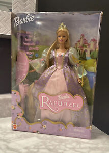 Barbie Doll Rapunzel 2001 Musical Hair Brush 55532 Blonde Pink Purple Gown