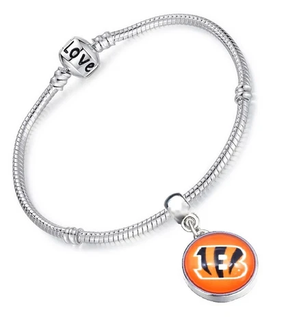 Cincinnati Bengals Womens Sterling Silver Snake Link Bracelet Football Gift D13 Cover