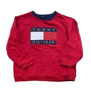 Vintage 90s Tommy Hilfiger Flag Pullover Sweatshirt Crewneck Sweater Boys 4T - Picture 1 of 3