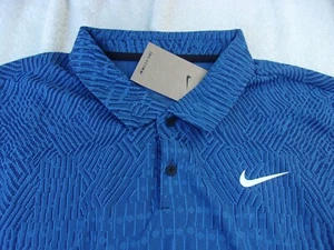 NWT Nike dri fit ADV polo, blue, with design, men's L, XL, 2 button top, $105 - Picture 1 of 8