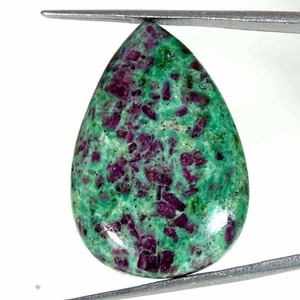 33.20Cts Natural Ruby in Fuchsite Pear Cabochon Loose Gemstone 21x31x5mm - Picture 1 of 5