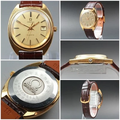 Reloj OMEGA 1981 vintage de cuarzo línea C caja dorada 34 mm fecha para hombre nuevo batería Foto 1 de 4