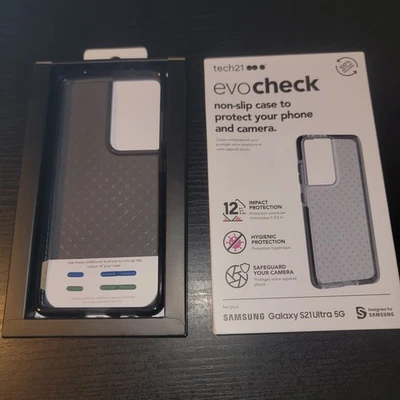 Tech21 EvoCheck Case for Samsung Galaxy S21 5G, Smokey Black Flexible Gel Cover - Image 1 of 4