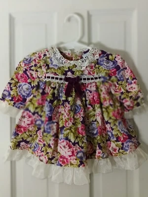 Vintage A Little Angel Purple Floral Infant Girls Circle Dress Sz 3-6 Months C1 - Image 1 of 4