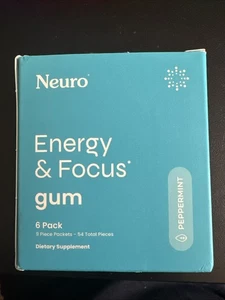 6pk Nootropic Energy Gum – Boost Focus with Caffeine, B-12, L-theanine - Picture 1 of 4