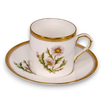 Taza y platillo Royal Worcester Daisy Demitasse porcelana de hueso vintage Inglaterra años 50 Foto 1 de 4