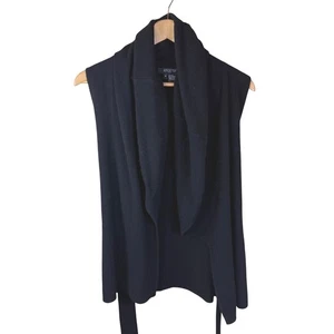Etcetera Wool Cashmere Blend Vest Sleeveless Open Front Black Medium Black - Picture 1 of 6