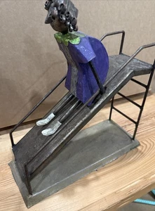 Manuel Felguerez Mexico Signed Girl On Slide Large Metal Art Sculpture Purple - Picture 1 of 16