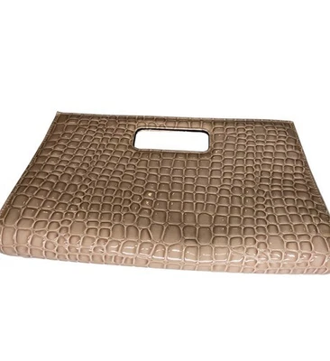 Women’s Tan Faux Gator Clutch w/ Snap Closure - Image 1 of 4