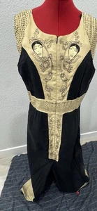 Vestido negro vintage bordado cara Nataya talla XL - Imagen 1 de 9