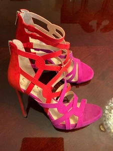 BRAND NEW JESSICA SIMPSON JS- RAINAH MICROSUEDE SANDAL VIVID ORCHID COMBO SIZE 8 - Picture 1 of 7