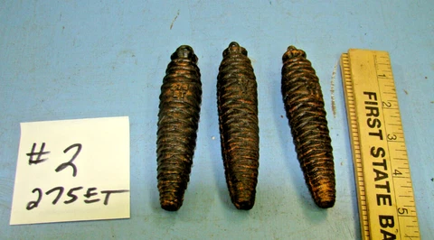 THREE CAST IRON CUCKOO CLOCK WEIGHT 275 ET GRAMS Each CLOCK PARTS 4.5” (2) Cover