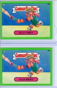 2012 Garbage Pail Kids BNS1 RELAY TREY & RACIN' RICKY 20A/B Green Parallels