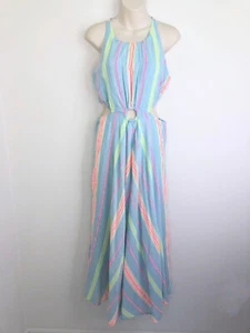Rubyyaya womens maxi dress size XS stripe sleeveless cotton cutout waist keyhole - Picture 1 of 11