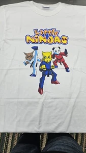 Little Ninjas White Martial Arts Shirt Youth Size Cat Panda Wolf - Picture 1 of 3