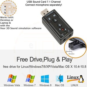 External Virtual USB 7.1 Channels Stereo Sound Card Audio Adaptor Converter  