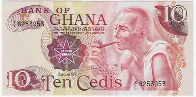 1978 GHANA TEN 10 CEDIS WORLD BANKNOTE UNC P-16f - Image 1 of 2