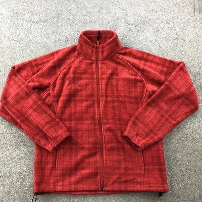 Chaqueta Columbia Mujer Grande Roja Cuadros Cremallera Completa Vellón Senderismo Informal Aire Libre Foto 1 de 4