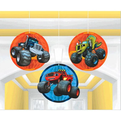 Blaze & Monster Machine Honeycomb Ball Hanging Decorations Birthday Party Supply - Image 1 of 3