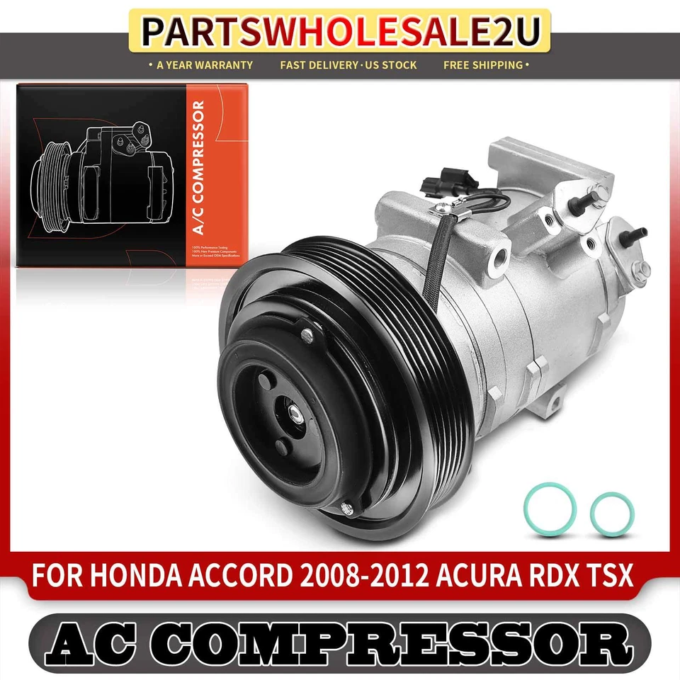 Compresor de aire acondicionado con polea de 6 ranuras para Honda Accord Crosstour Acura RDX TSX TL Foto 1 de 4