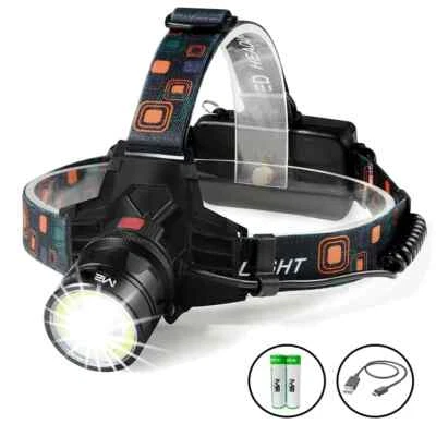 MARKENLOS Profi LED Cree Stirnlampe Kopflampe T6 Wasserdicht Mega Leuchtweite 2x PowerAkku