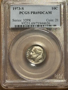 1973-S Roosevelt Dime PCGS PR69DCAM - Picture 1 of 2