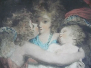 Joshua Reynolds Portrait Child + Guardian Angels. 1786 Original Charles Hodges - Picture 1 of 6