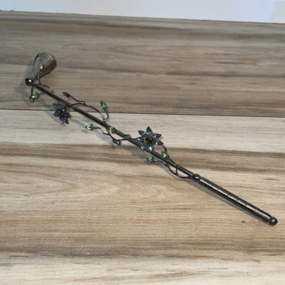 Vela farejadora frisada vintage design floral tom prata flores azuis/vermelhas com verde - Imagem 1 de 4