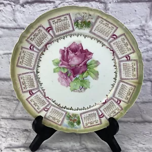 Antique Vintage 1909 Calendar Plate With Pink Roses Pope Gosser China - Picture 1 of 9