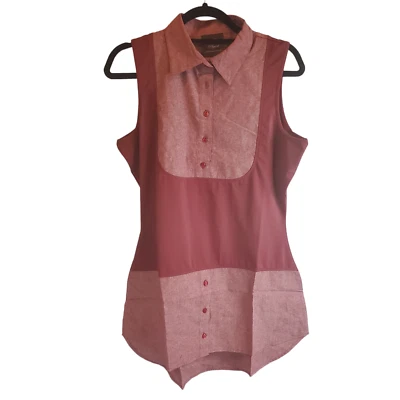 Kathleen Kirkwood Dictra-Ease Chambray Wpmen's Shirttail Top Wine Denim Size M - Image 1 of 4