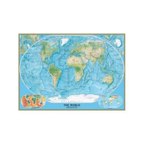 MAP OF THE WORLD PHYSICAL MAPS POSTER ART PRINT WALL DECORATION 5X3FT - Picture 1 of 5
