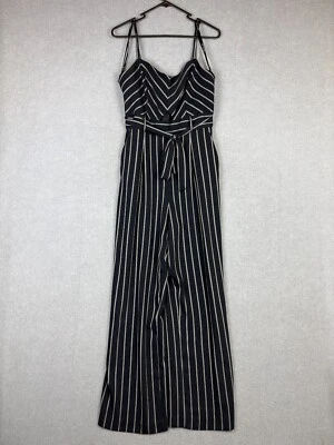 Forever New Mono Mujer 14 Negro Blanco Rayas Corbata Alta Cintura Pierna Ancha Foto 1 de 4